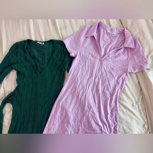 Green and Purple Ribbed Dresses